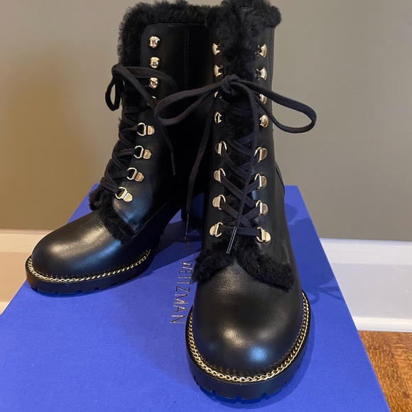SOLD - Stuart Weitzman Leather Combat Boots (NWOT) - Picture 1 of 6